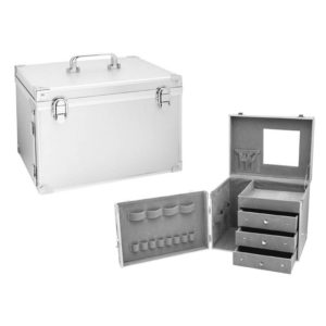 Kufer kosmetyczny, aluminiowy z lusterkiem